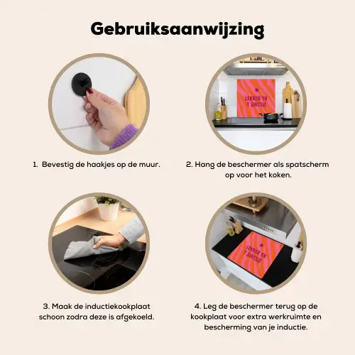 Quote - Zomer - Roze Inductie beschemer met haakjes middel -ky-gebruik-nl