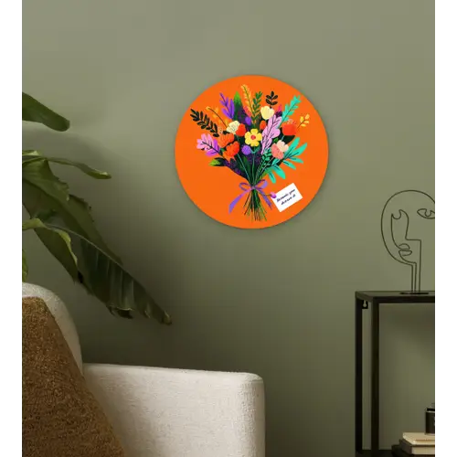 Kaartje - Boeket - Bloemen Wandcirkel plexiglas klein -sfeer3