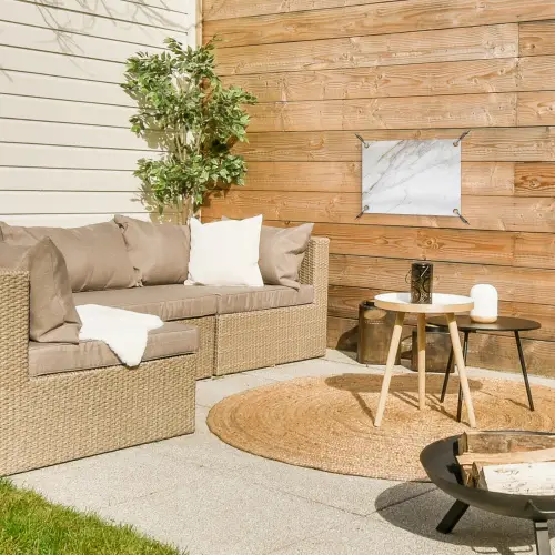 Marmer - Steen - Wit - Goud - Marmerlook - Steen - Luxe tuinposter los doek klein -sfeer4
