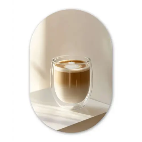 Mok - Latte - Minimalistisch - Schaduw Wandcirkel Ovaal Forex klein -3d