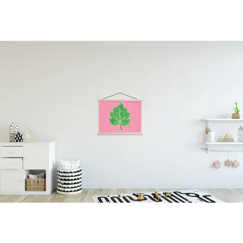 Blad - Groen - Illustratie - Minimalistisch textielposter latten blank klein -kinderkamer