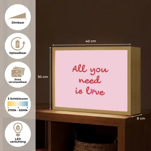 Tekst - Roze - Love - Hart Light Box met batterij (Wandlamp) middel -USP_websiteoverzichtNL