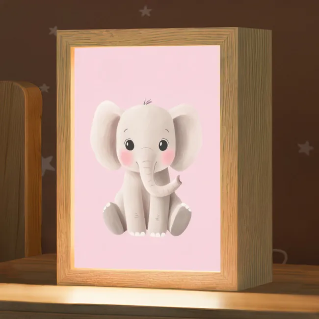Nachtlampje - Olifant - Baby - Roze - Cartoon
