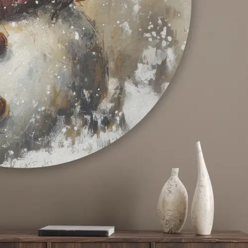 Sneeuwpop - Winter - Sneeuw - Beige Akoestische PET Vilt - Rond klein -sfeer5_closeup