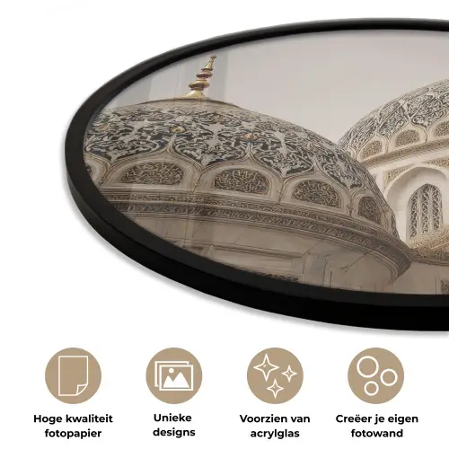 Mozaïekkoepels - Gouden spitsen - Islamitisch Fotolijst rond zonder passe partout klein -closeup_NL