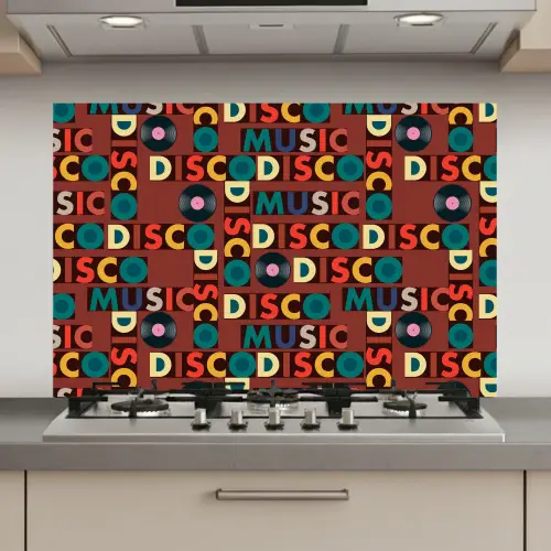 Bruin - Retro - Disco - Patroon keuken achterwand spatscherm klein 900 -3d_website