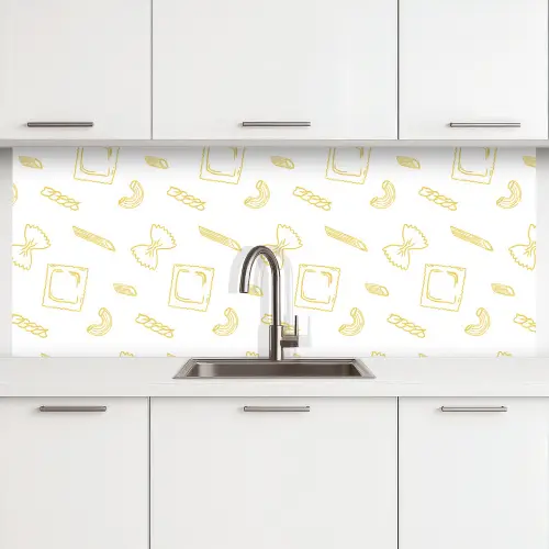 Pasta - Geel - wit - Patroon keuken achterwand 2 middel -3d