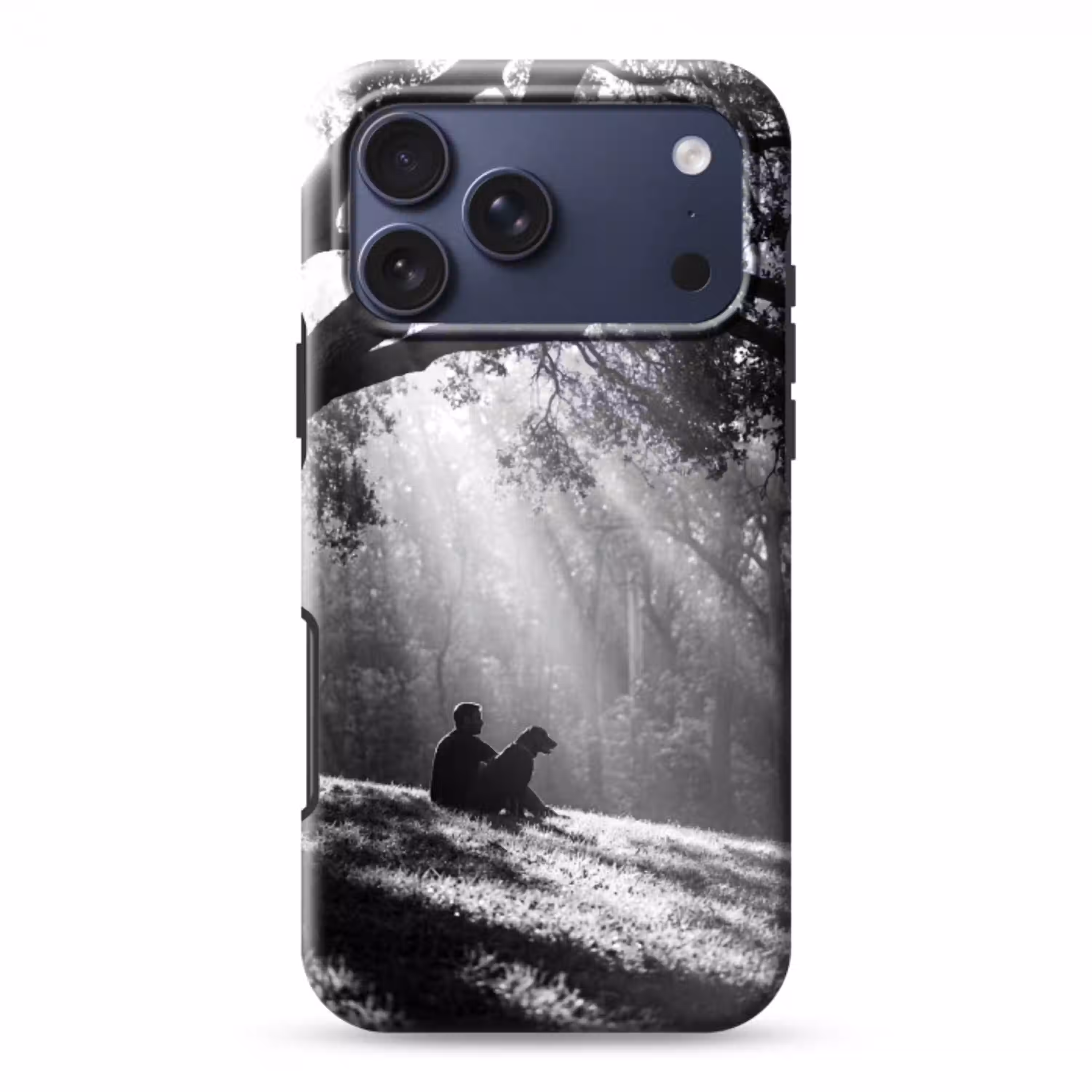 Mens - Hond - Natuur - Zwart-wit - Silhouet Toughcase MagSafe Apple iPhone 17 Pro Max klein -3d