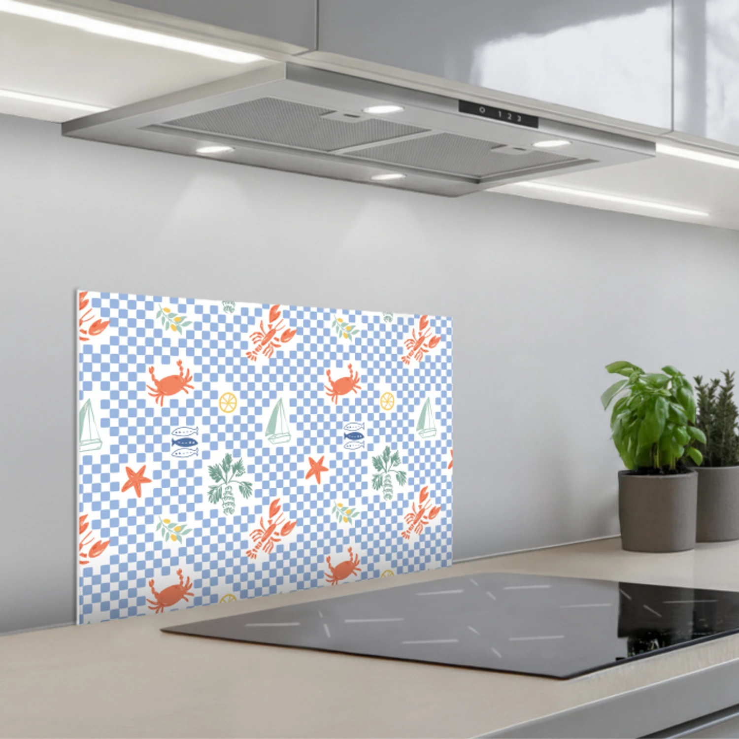 Zee - Sfeer -  Zeilboot - Blauw keuken achterwand spatscherm klein 900 -3d_schuin