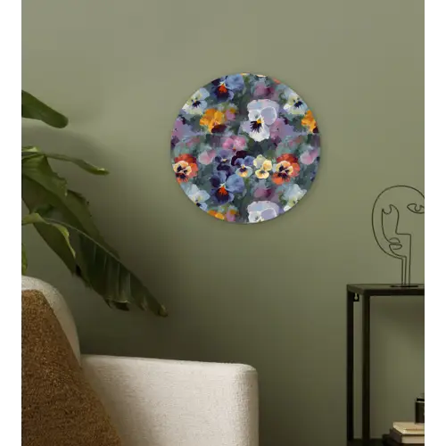 Pastel - Viooltjes - Groen - Patroon Wandcirkel kunststof plaat 5mm dik klein 188 -sfeer3
