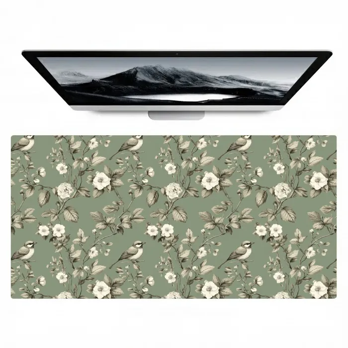 Botanisch - Vogels - Groen Muismat XXL klein 681 -zzz3d