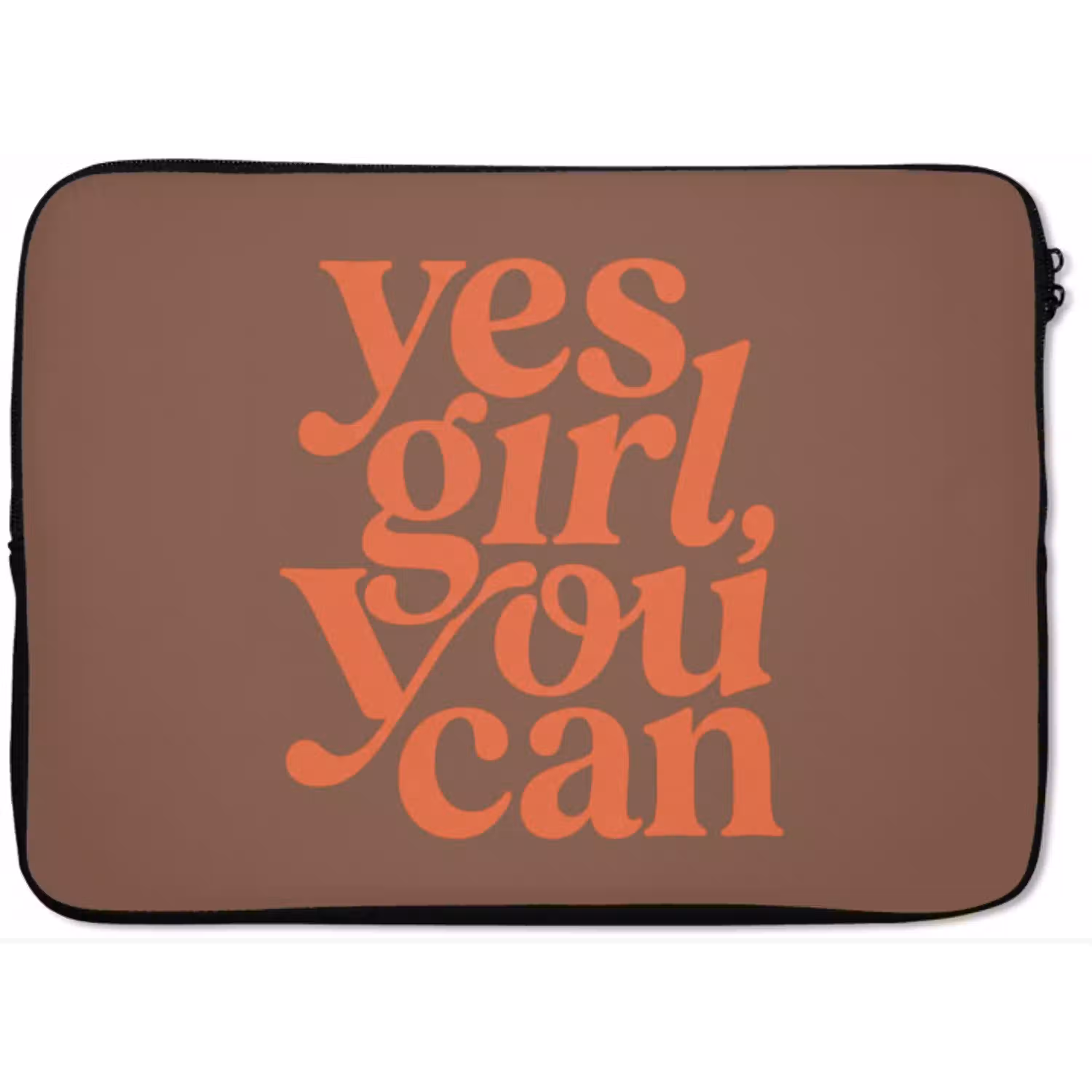 Yes girl you can - Oranje - Bruin laptophoes neopreen klein -zkaufland3dotto