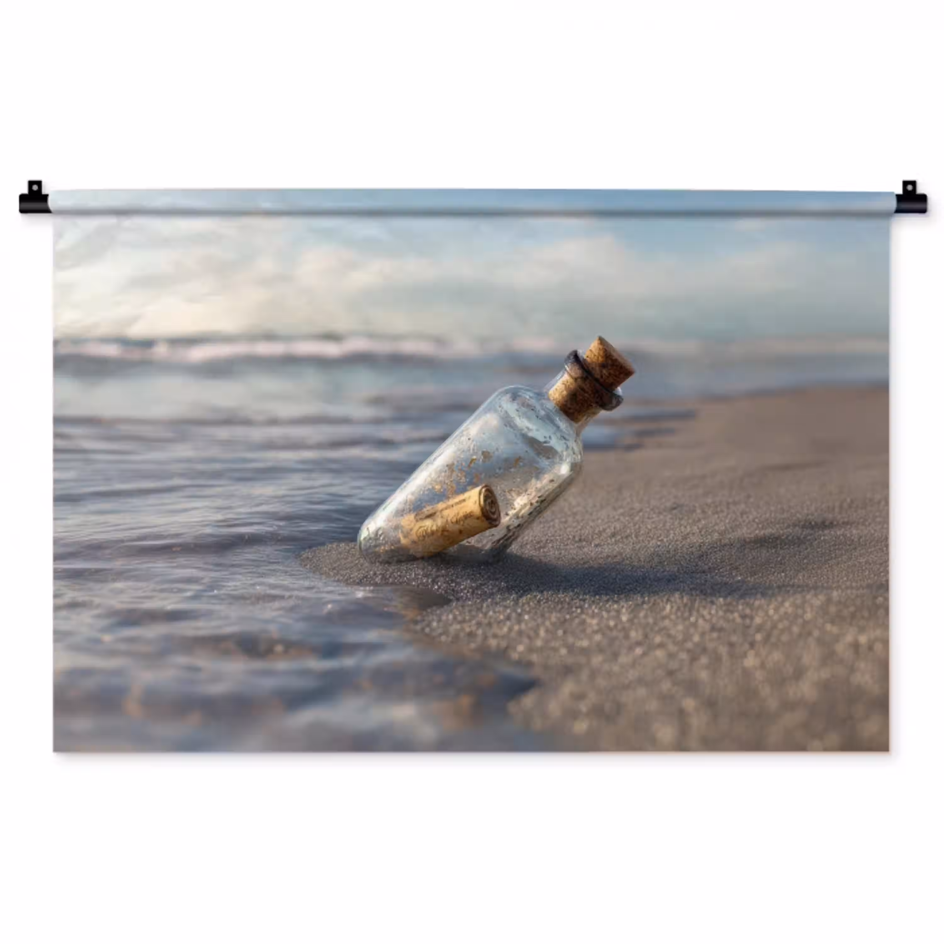 Glazenfles - Post - Zee - Zand Wandkleed katoen middel -zz3d