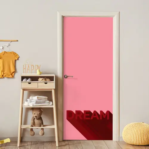 Dream - 3D - Rood - Roze deurposter klein -sfeer4