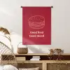 Dieprood - Lijntekening - Tekst - Hamburger Wandkleed katoen klein -sfeer5