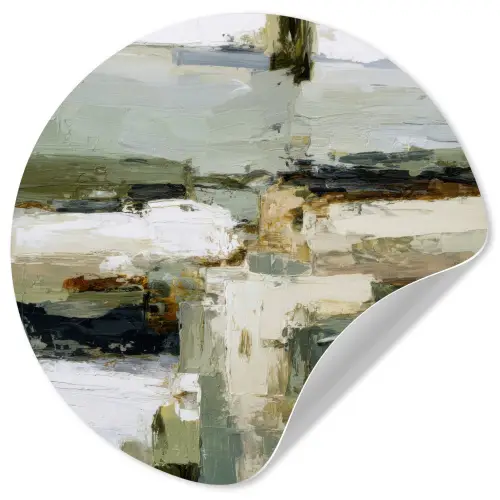 Penseelstreken - Groen - Abstract - Japandi Wandcirkel behangsticker klein -3d