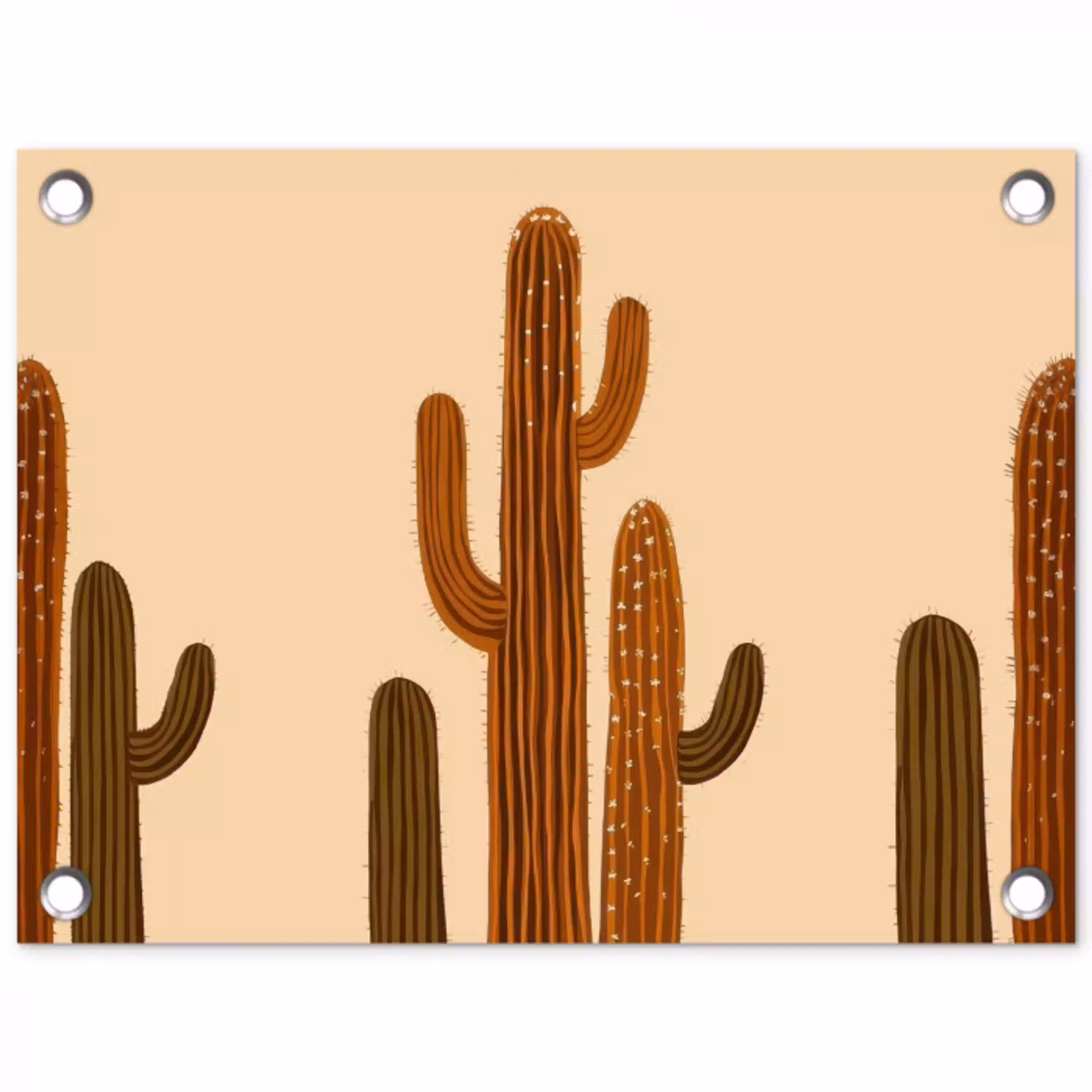 Cactus - Woestijn - Zand - Bruin tuinposter los doek klein -3d