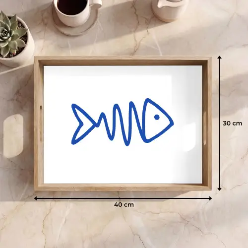 Vis - Minimalistisch - Blauw - Lijn Dienblad Rechthoek middel -USP_Formaat