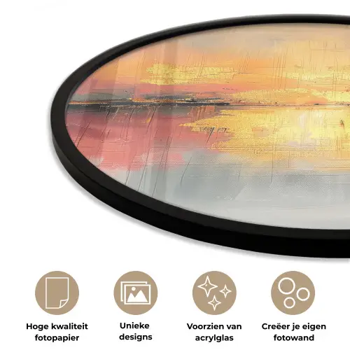 Modern - Abstract - Goud - Roze Fotolijst rond zonder passe partout klein -closeup_NL