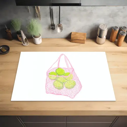 Netzakje - Roze - Illustratie - Limoenen Inductie beschermer vinyl 3mm klein -sfeer5