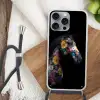 Paard - Bloemen - Zwart Hoesje iPhone 16 Pro Max met koord klein -sfeer4