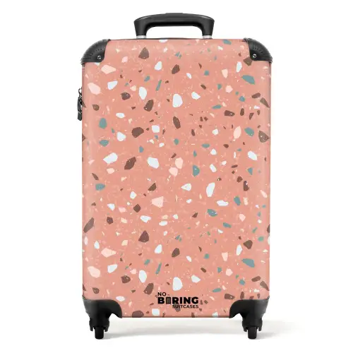 Terrazzo patroon veelkleurig roze NBS - Handbagage koffer - Volwassenen Unisex middel -productfoto_recht