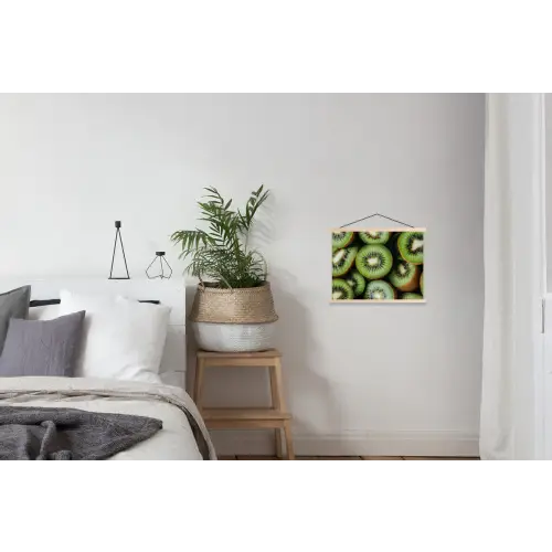 Kiwi - Fruit - Groen textielposter latten blank klein -woonkamer