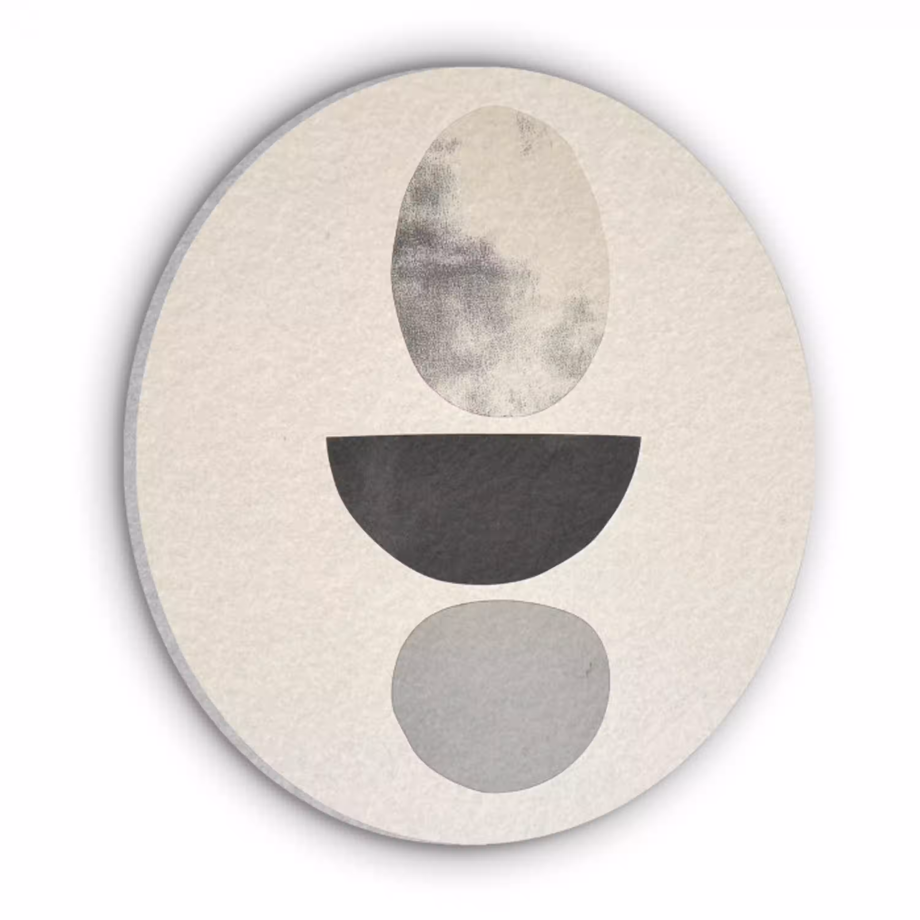 Beige - Japandi - Wabi sabi Akoestische PET Vilt - Rond klein -3d