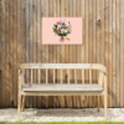 Margrieten - Boeket - Strikje - Roze Tuinposter op houten frame 2 cm dik klein -sfeer4