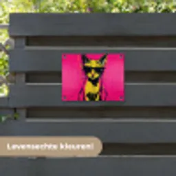 Kat - Art - Zonnebril - Roze tuinposter los doek klein -sfeer3