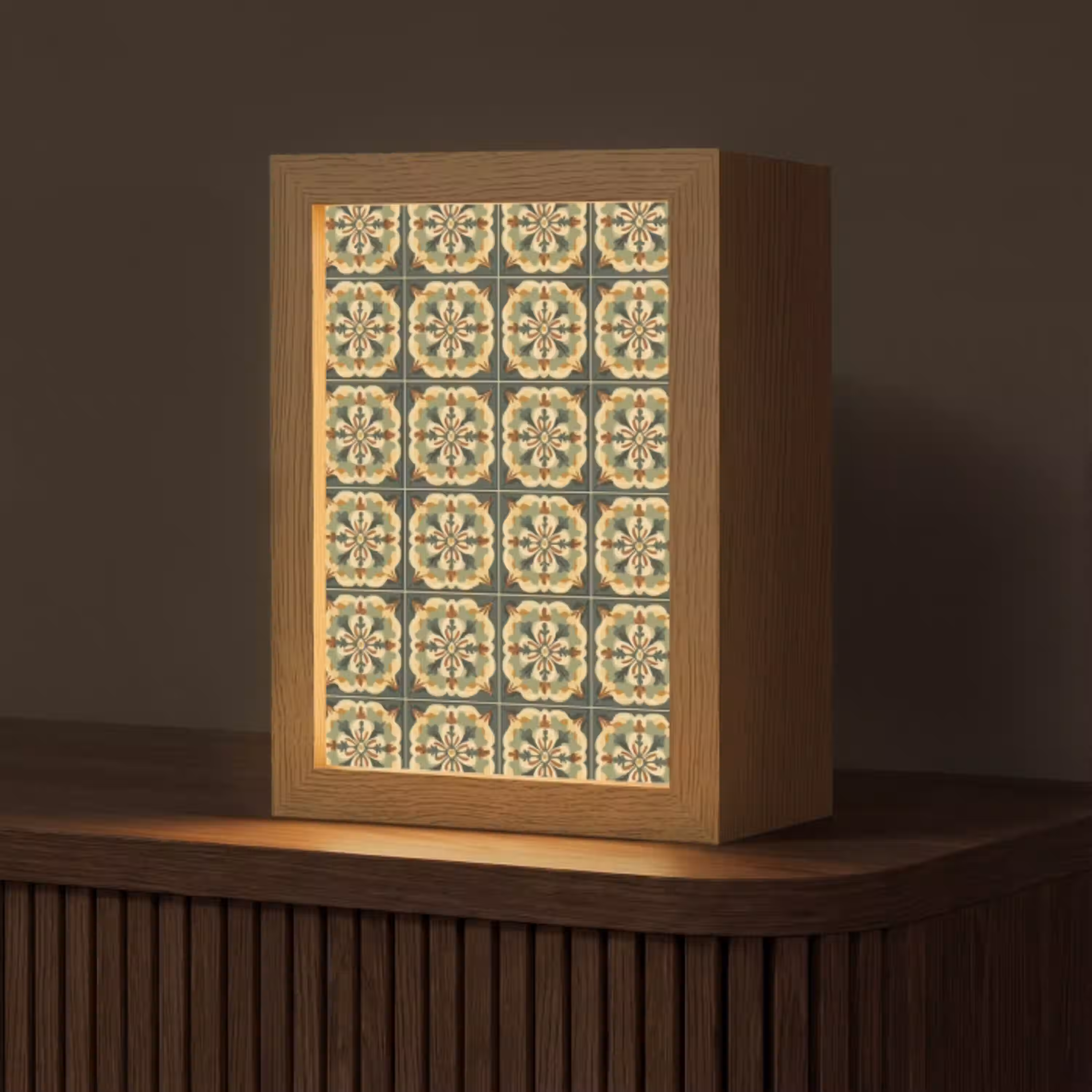 Ornament - Patroon - Groen Light Box met kabel (Tafellamp) klein 925 -z3d_website