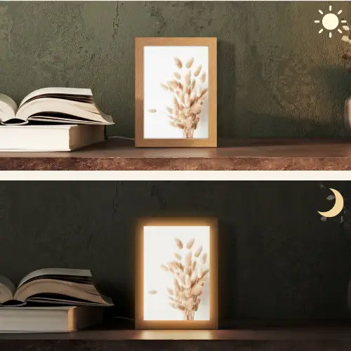 Pampasgras - Pluim - Wit - Beige Light Box met kabel (Tafellamp) klein -sfeer3