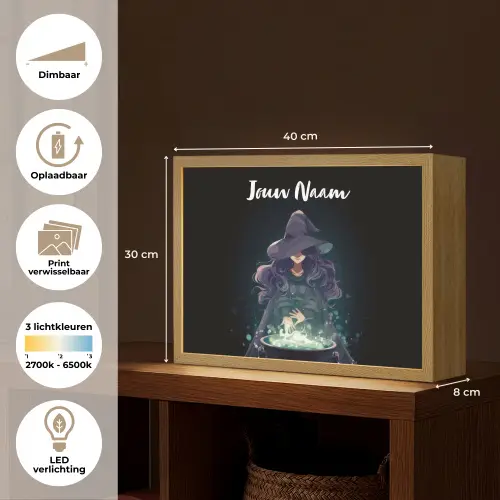 Heks - Magie - Heksenketel - Paars Light Box met batterij (Wandlamp kind) middel -USP_websiteoverzichtNL