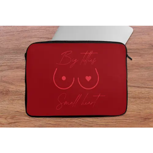 Big titties small heart - Rood - Hart laptophoes neopreen klein -tafel