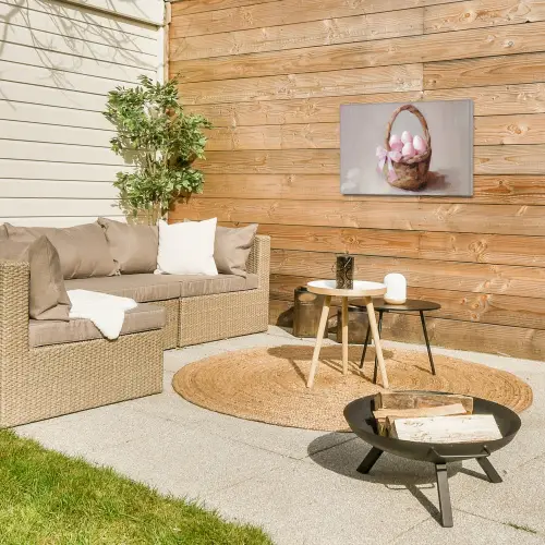 Mand - Eieren - Roze Tuinposter op houten frame 2 cm dik klein -sfeer2