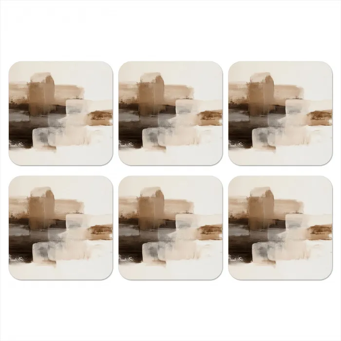 Penseelstreken - Abstract landschap - Rust onderzetter kurk middel -3d