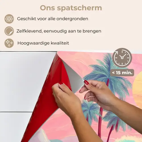 Palmbomen - Golven - Zee keuken achterwand spatscherm klein -spatscherm_NL