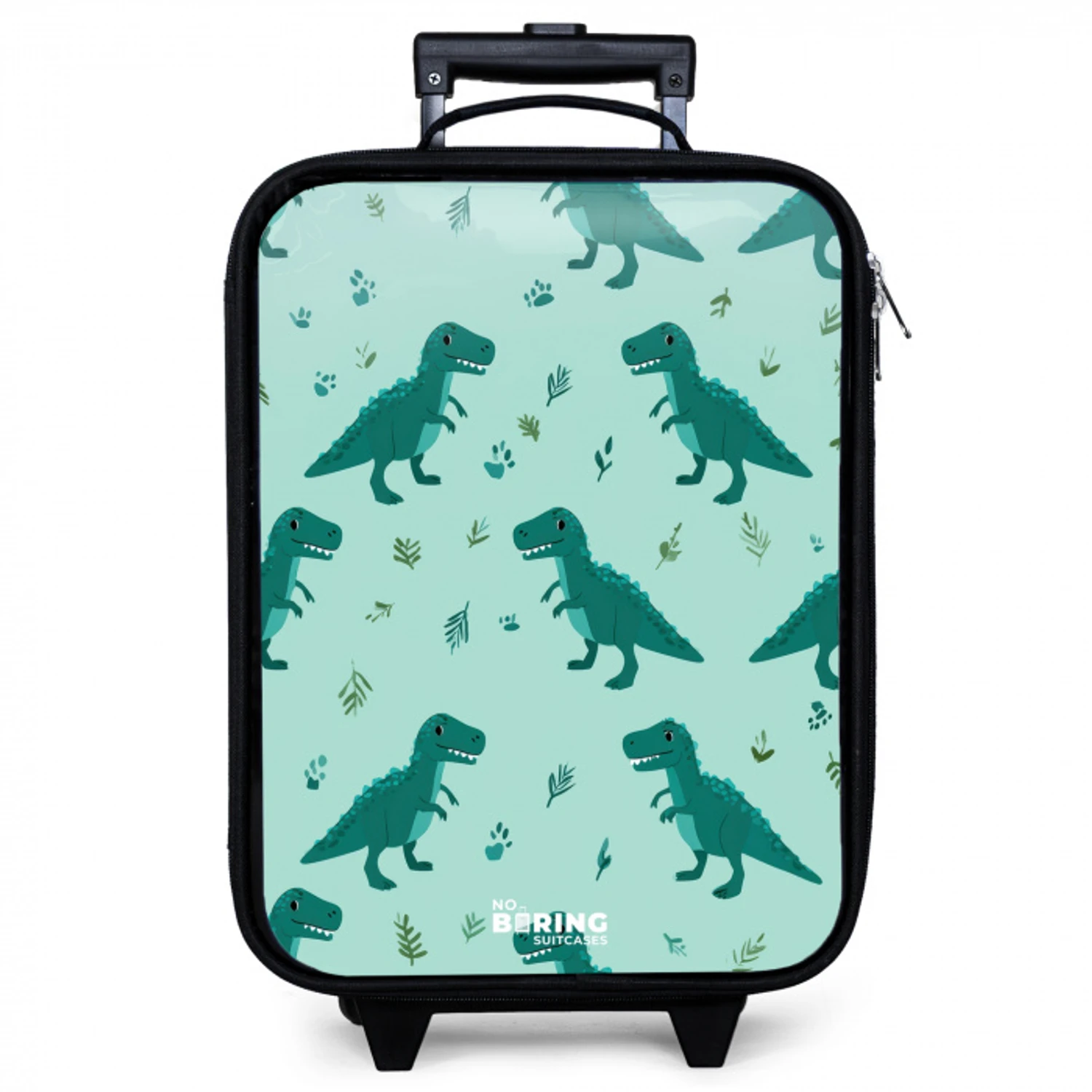 Vriendelijke T. rex tussen sporen Kinderkoffer - Zwart klein -zzz_website3d