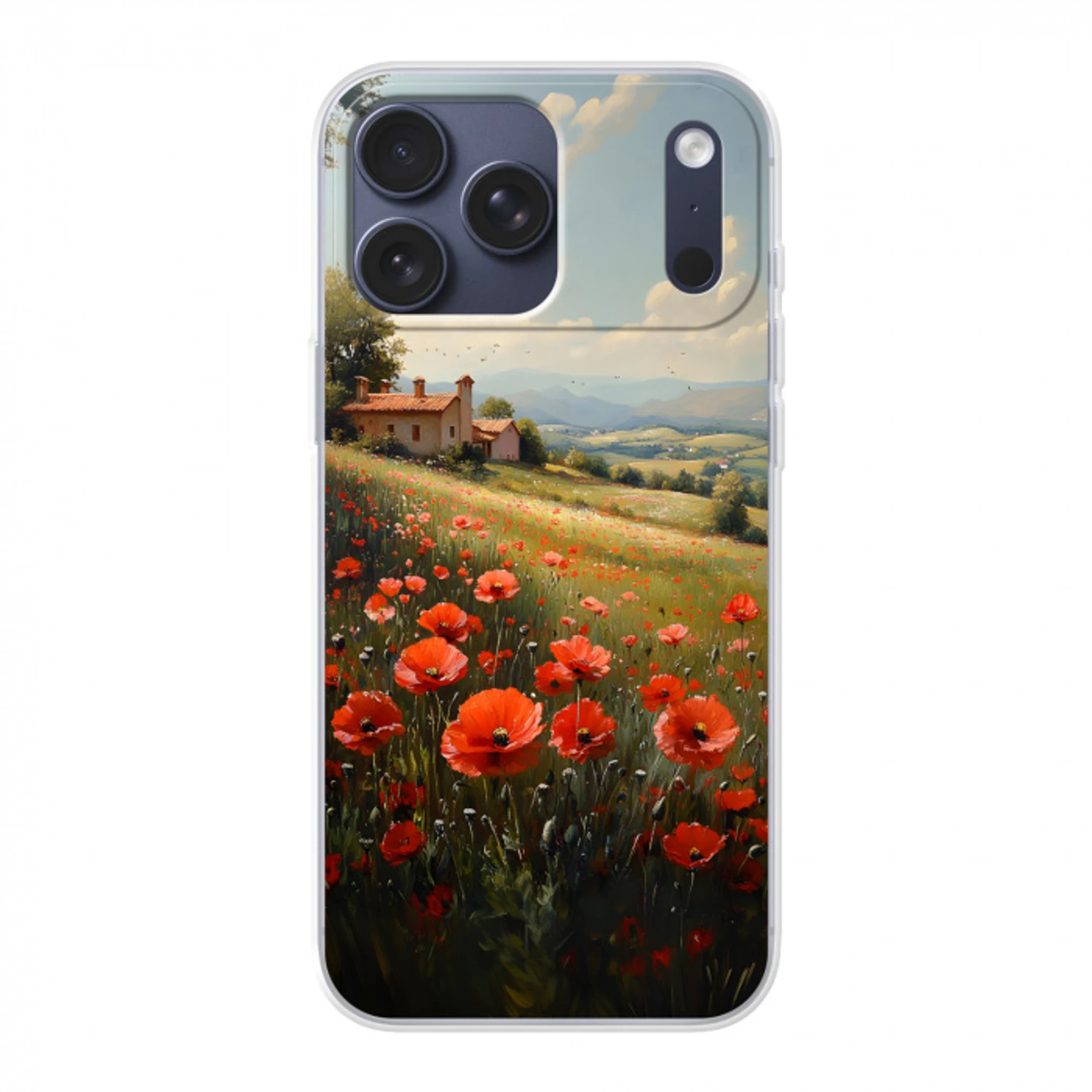 Klaprozen - Rood - Heuvels - Landschap Telefoonhoesje iPhone 17 Pro Max klein -3d