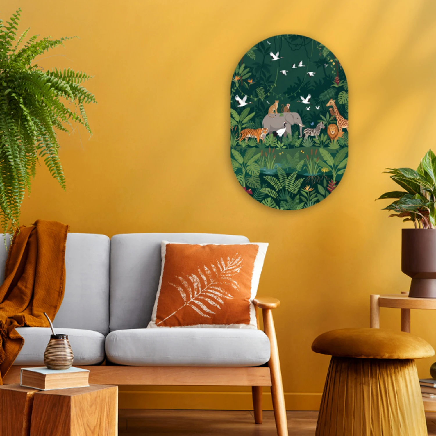 Tropisch - Jungle -  Groen Wandcirkel Ovaal Forex klein -sfeer4