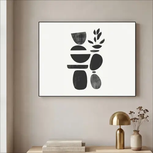Japandi - Zwart - Abstract Textielframe zwart klein -sfeer2