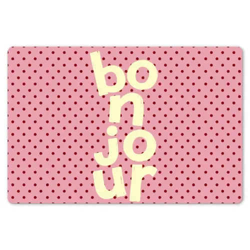 Bonjour - Stippen - Roze- Geel Placemat vinyl groot -zzsfeer1_Kitchenyeah-website