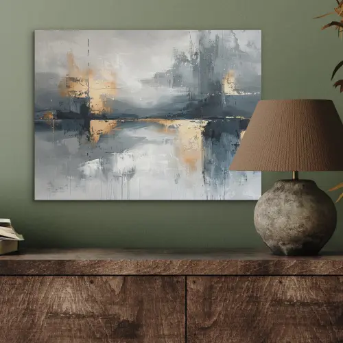 Kunst - Grijs - Goud - Abstract PET vilt klein -sfeer2