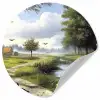 Zandpad - Groen landschap - Water Wandcirkel behangsticker klein -3d