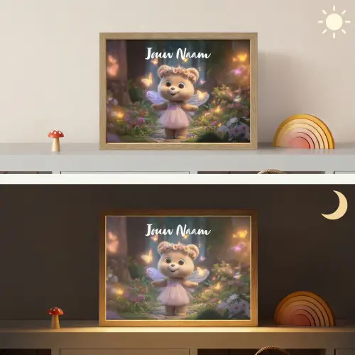 Beer - Vlinders - Bos - Fairy Light Box met batterij (Wandlamp kind) middel -sfeer3_kind