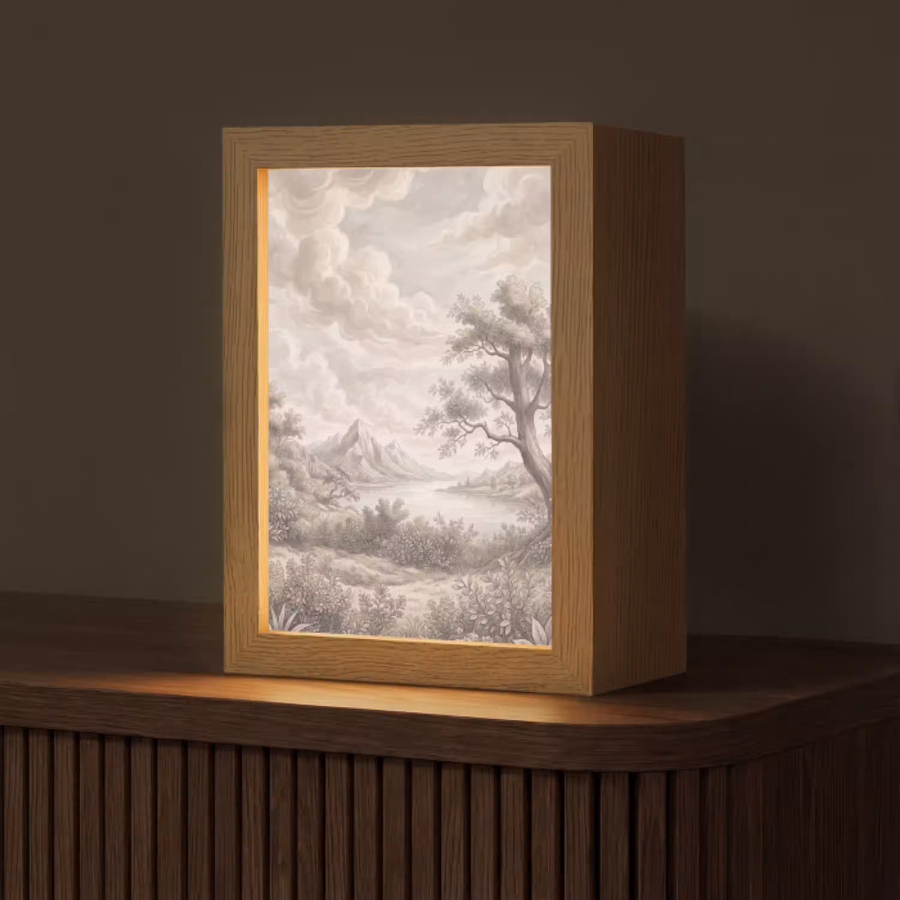 Landschap - Bergen - Meer - Natuur Light Box met kabel (Tafellamp) klein -z3d_website