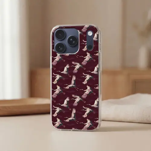 Kraanvogels - Klassiek - Bordeaux Telefoonhoesje iPhone 17 Pro klein 878 -sfeer2