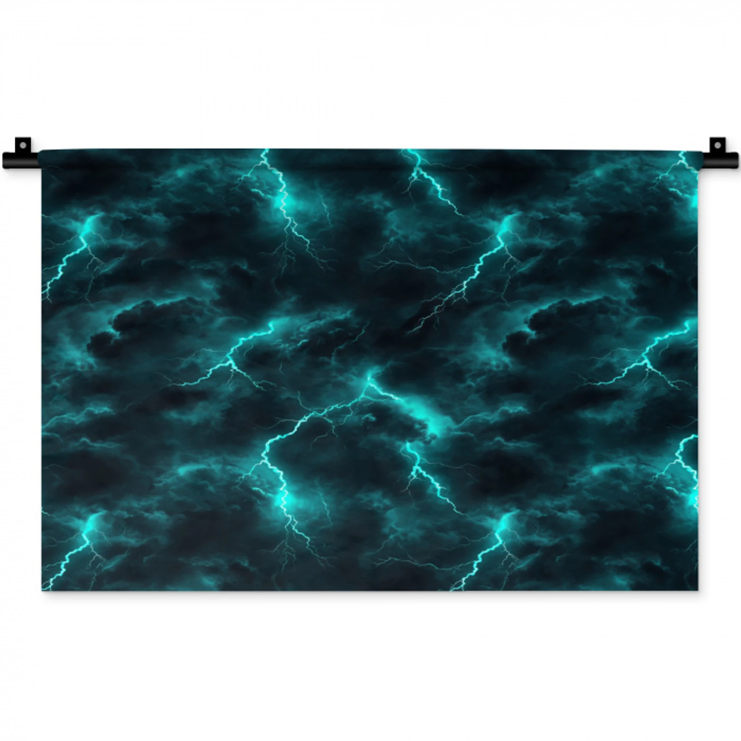 Turquoise - Bliksem  - Wolken Wandkleed katoen klein 269 -zz3d