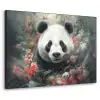 Panda - Wilde dieren - Bloemen - Natuur Textielframe zwart klein -3d