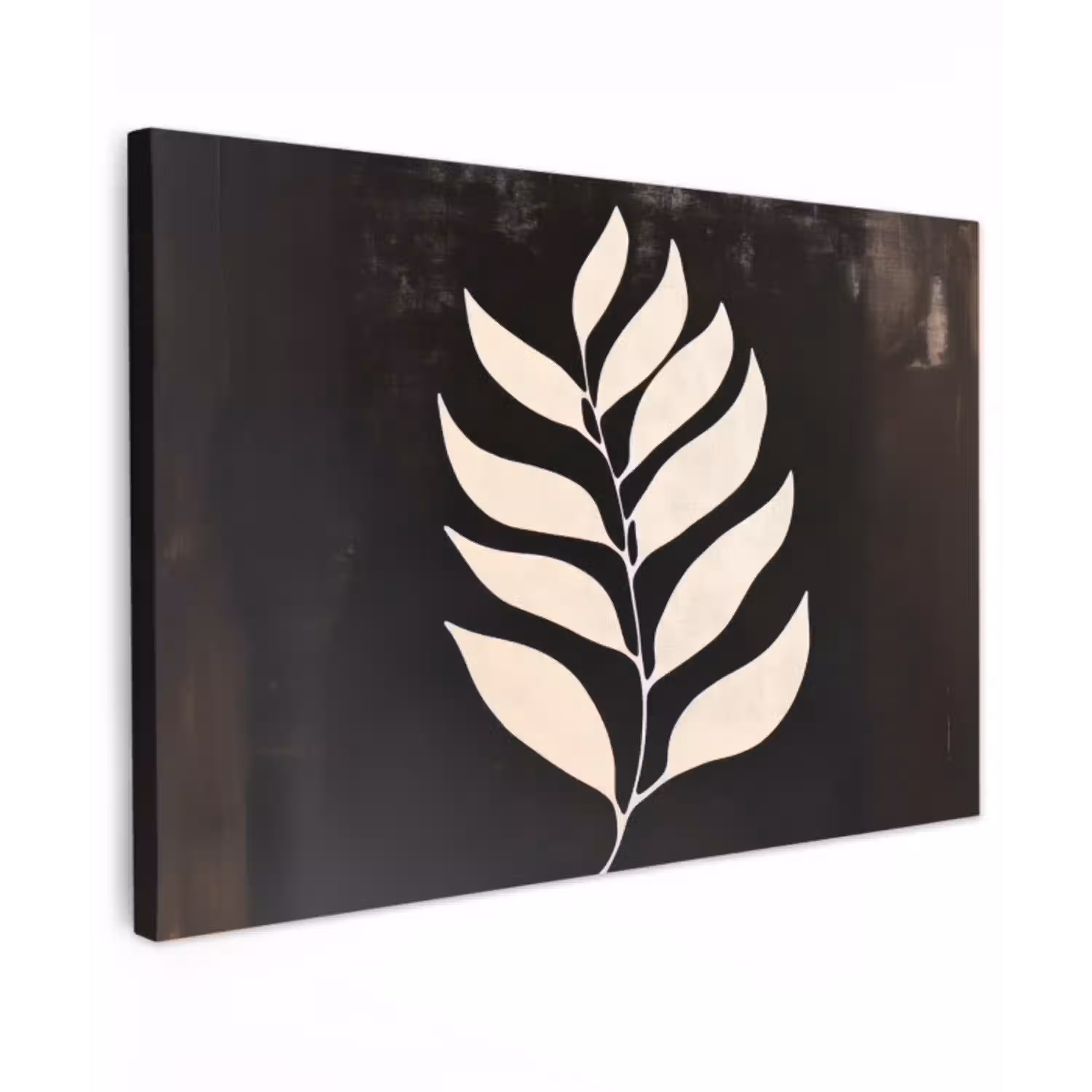 Blad - Wit - Minimalistisch canvas 2cm klein -z3d